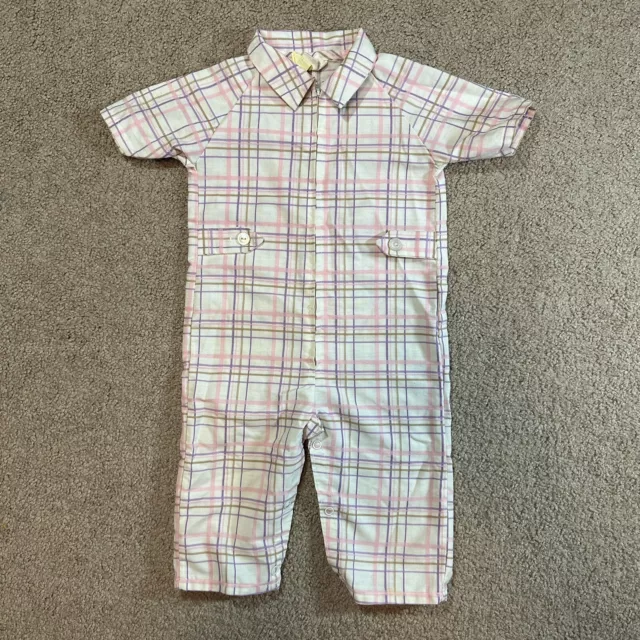 Vintage 70s Toddler JC Penney Plaid Jumpsuit 12M One Piece Size 1.5