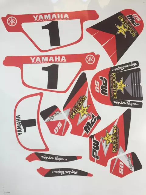 Kit Deco autocollant Rouge ROCKSTAR pour YAMAHA PW50 Piwi Qualité Premium