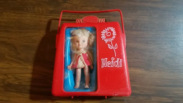 Vintage 1960s Remco Heidi Pocketbook Doll With Red Case