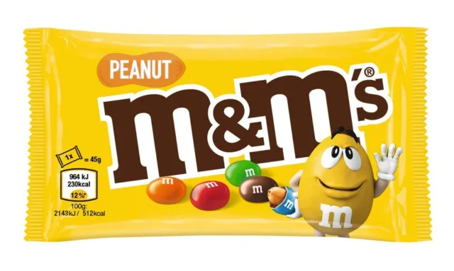 M&M's lenti al cioccolato arachidi mini snack arachidi divertimento da snack 31 x 45 g NUOVE MHD 5/23