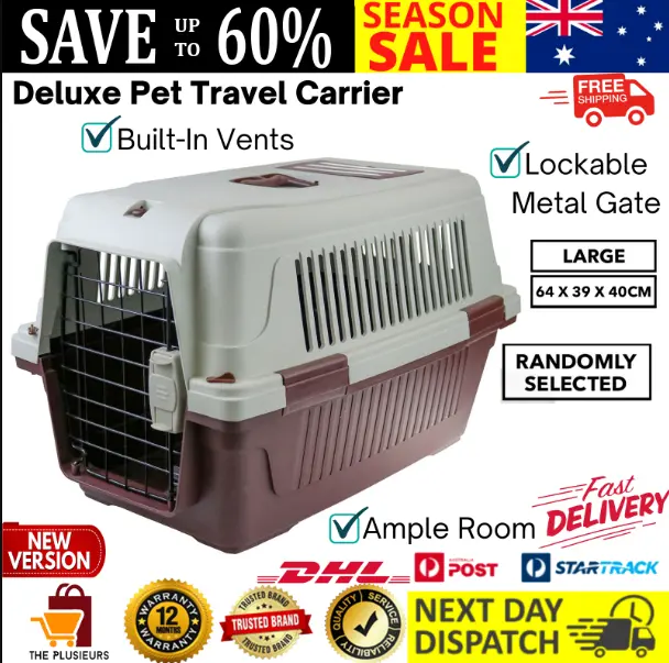 Large Pet Dog Carrier Portable Travel Cage Gate Safe Kennel Crate Lockable Cat