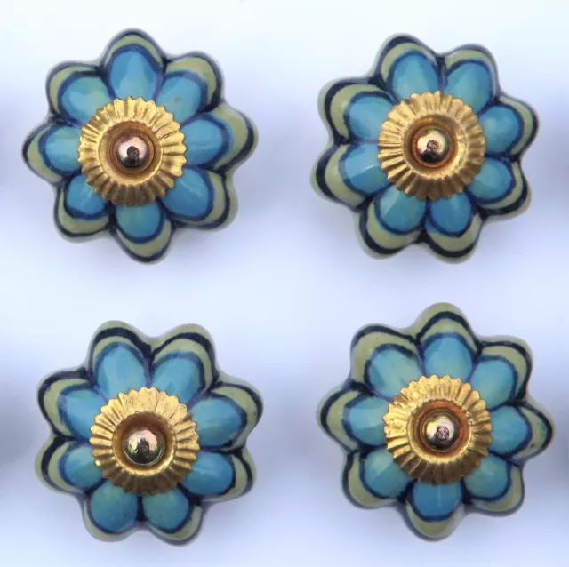 Ceramic Knobs Glass Pulls Handles for door drawer Cabinets Cupboard Wardrobe x 4