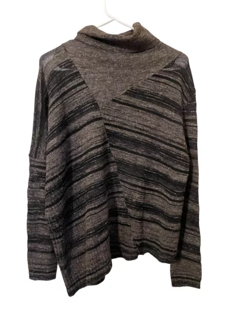 Inhabit Gray Black Alpaca Linen Merino Wool Turtleneck Asymmetric Sweater Size M 2