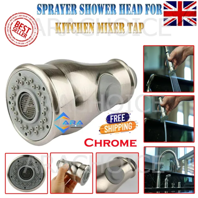 Chrome Replacement Kitchen Mixer Tap Faucet Pull Out Spray Shower Head Setting