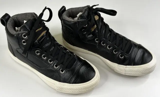 Converse Chuck Taylor All Star High Top Black Leather Sneakers Unisex M 6 W 7.5