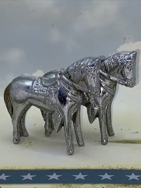 Vintage Pair of Cast Metal Chrome Carnival Horse 1950’s Show Prize Figurines