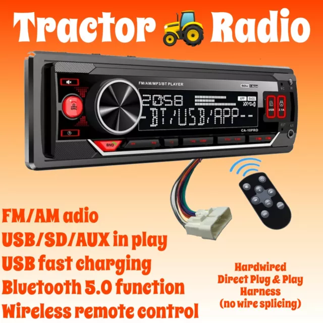 Kioti Tractor Plug & Play Stereo Radio FM Bluetooth USB NX RX DK CK Series Cab