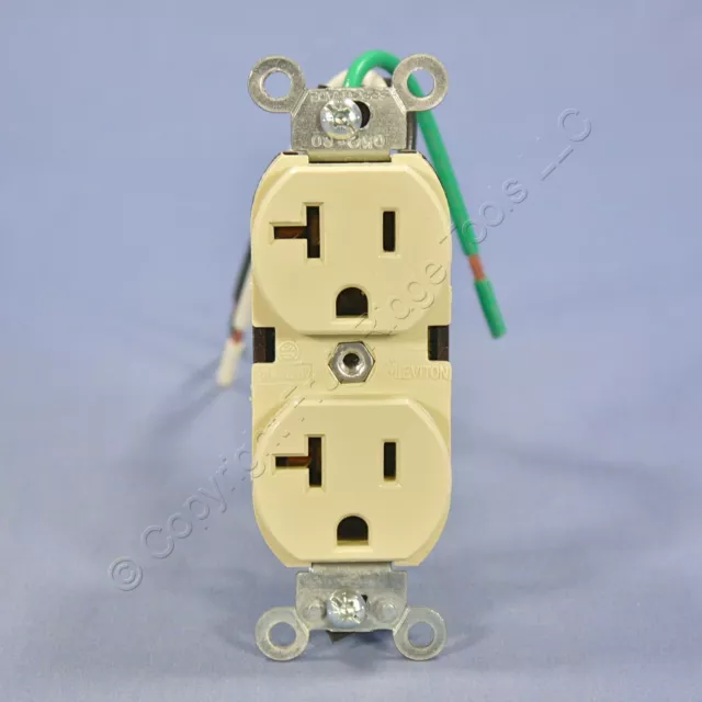 Leviton Ivory COMMERCIAL Duplex Receptacle Pigtail Leads 20A 5-20R Bulk 5340-I