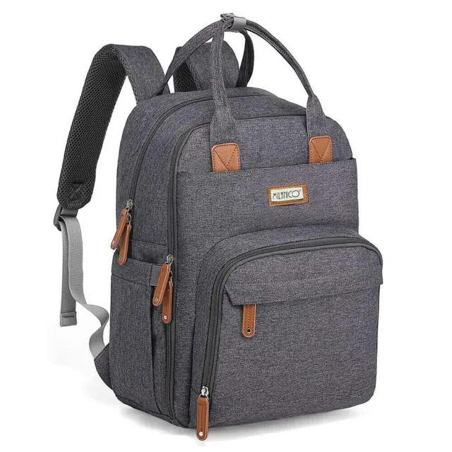 Ruvalina Diaper Bag/Travel Backpack Multi-Functional Waterproof Gray 