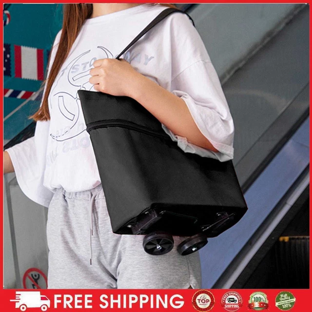 Einkaufstrolley 64 L, Klappbarer Einkaufswagen Mit Aluminiumrahmen, Bis 60 Kg Tragkraft, Große Rollen & Höhenverstellbarer Griff, Faltbare