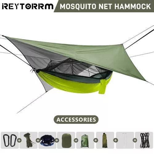 Outdoor Double Camping Hammock with Mosquito Net Rain Tarp Lightweight Hammocks
