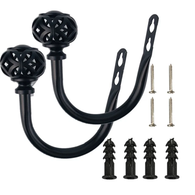 1 Paia Tende Ganci In Metallo - Retro Una Parete Tenda Montata Supporto1159