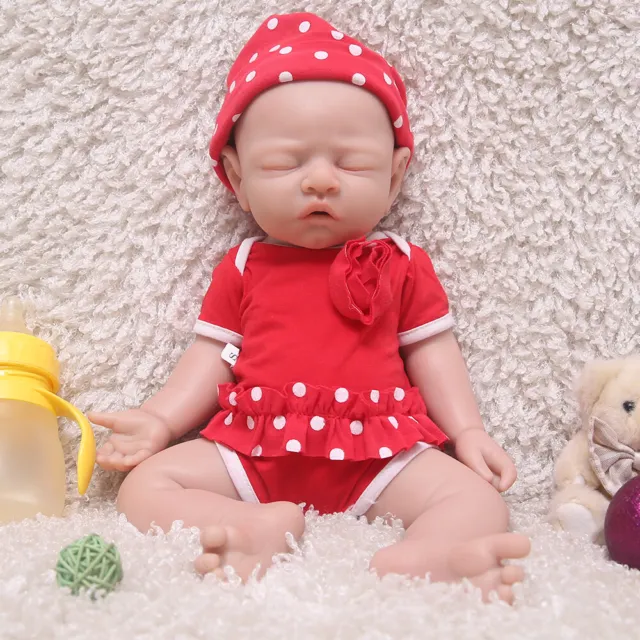 17" Adorable Silicone Reborn Baby Doll Newborn Full Body Silicone Girl Doll