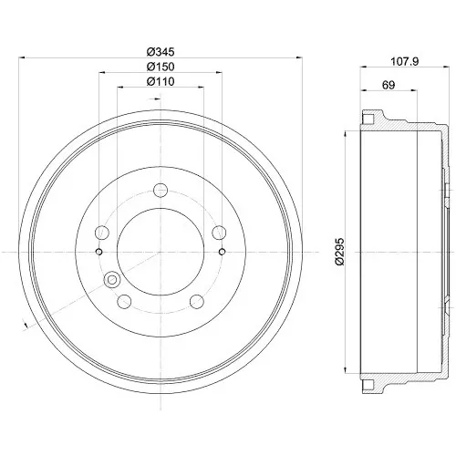 HELLA Bremstrommel passend für TOYOTA 8DT 355 302-551