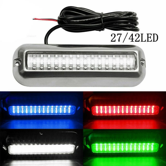 Bass Boat PactradeMarine 2X 21 LED 12V Trim Tab Transom Light Bar Blue Pontoon Boat Lights - Foto 12