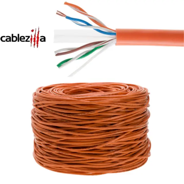 1000ft Cat5e Cable Ethernet Bulk Wire Solid Network CAT5 RJ45 Lan 24AWG ORANGE