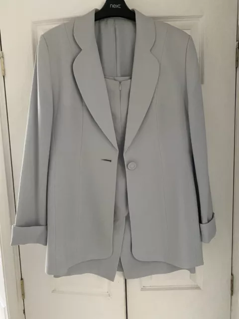 Marks And Spencer Light Blue Women’s Suit With Skirt Size 14 with turned up cuff