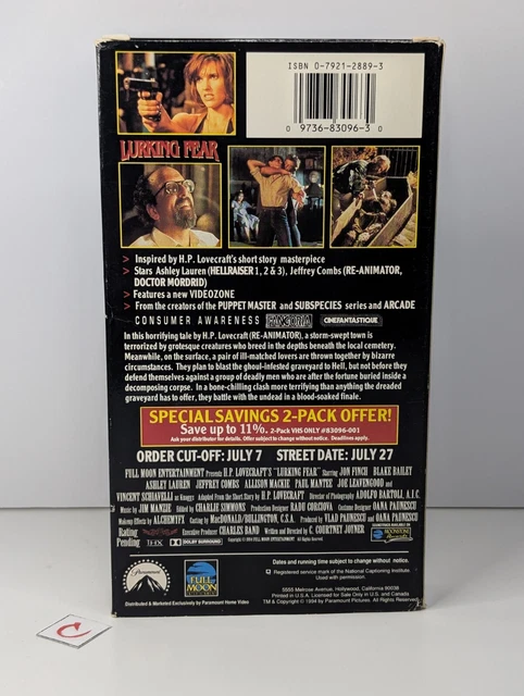 H.P. LOVECRAFT'S LURKING Fear Infinite Evil (VHS, 1994) John Finch ...