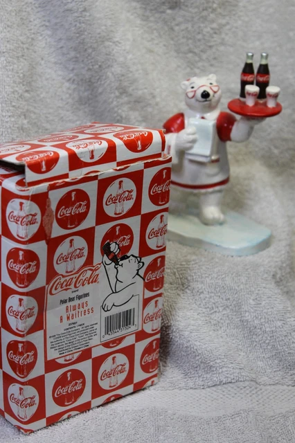 Vintage COCA COLA Polar Bear Figurine “Always A Waitress”#237957 dated 1996