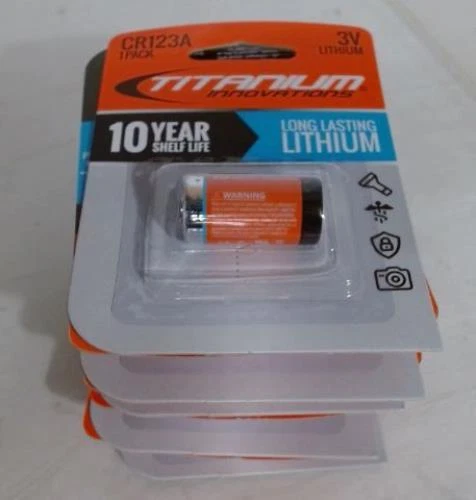 NEW Lot of 10 Titanium Innovations CR123A Long Lasting 3V Lithium Batteries $48