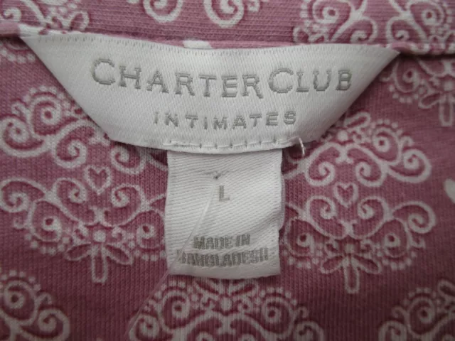 Charter Club Womens L Notch Collar Short Sleeve Pajama Top Pink Floral 3