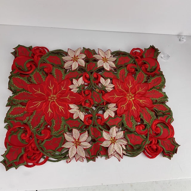 Mantel de pascua bordado de vacaciones de Navidad 12 × 18"" reticulado