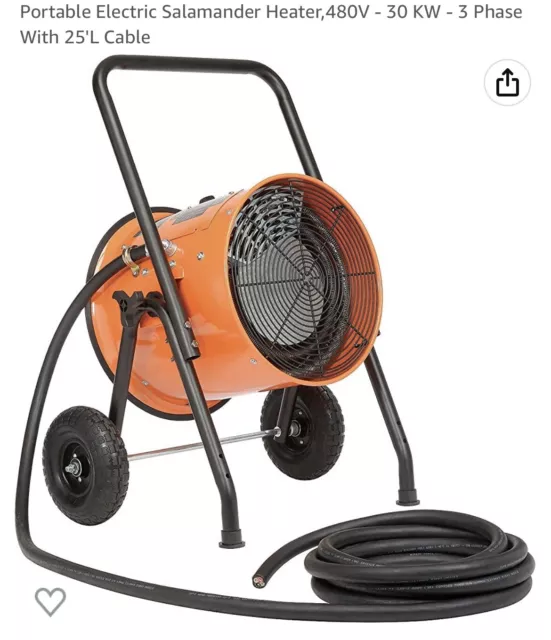 Dayton Portable Salamander Heater, Adjustable Thermostat, 480V, 3 Phase, 30KW