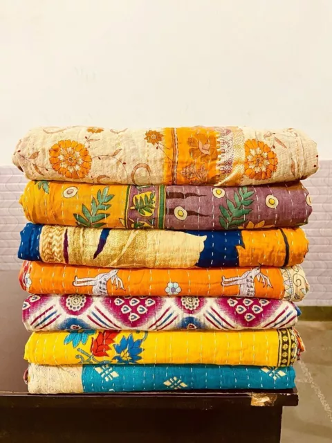 Lote al por mayor Vintage Kantha Quilt, Indian Sari Quilt Kantha Throw Blanket,