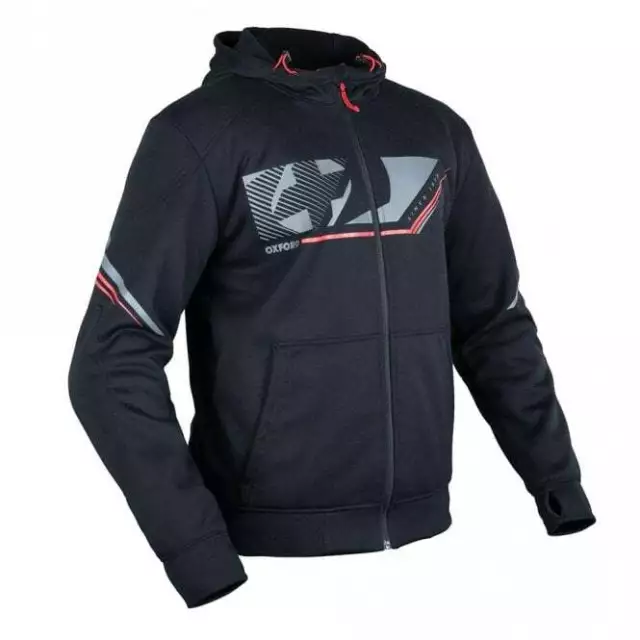 Felpa con cappuccio Oxford uomo Super Felpa con cappuccio 2.0 corazzata da moto (nero/rosso)