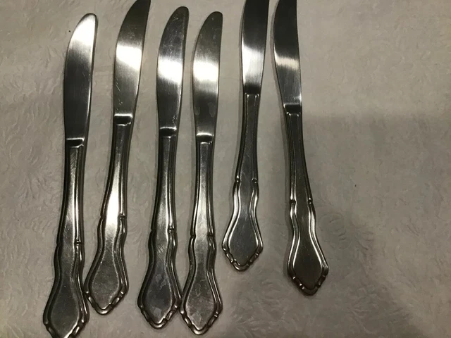 Rogers Co Stanley Roberts Glendale Dinner Knives Stainless 8 1/2” Lot Of 6