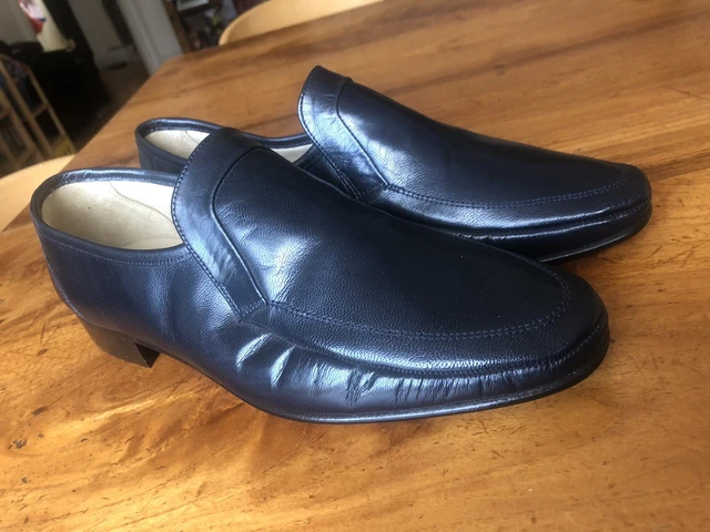 Scarpe Mocassino Grenson Taglia 7,5 Vera Pelle Vintage Nere Bench Made Ingland