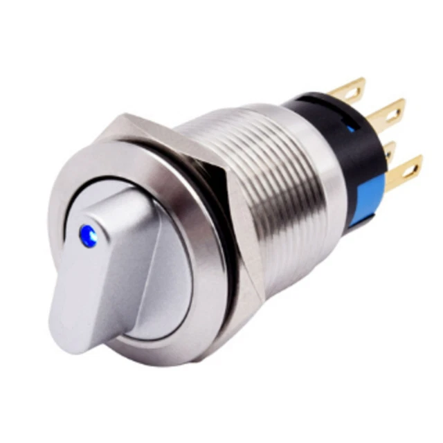 Interruttore rotante 19 mm visibilità migliorata 3 posizioni 2NO 2NC acciaio inox IP66