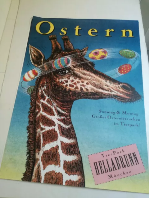Plakat Tierpark Hellabrunn München Günter Mattei Ostern Giraffe 1993 TOP!
