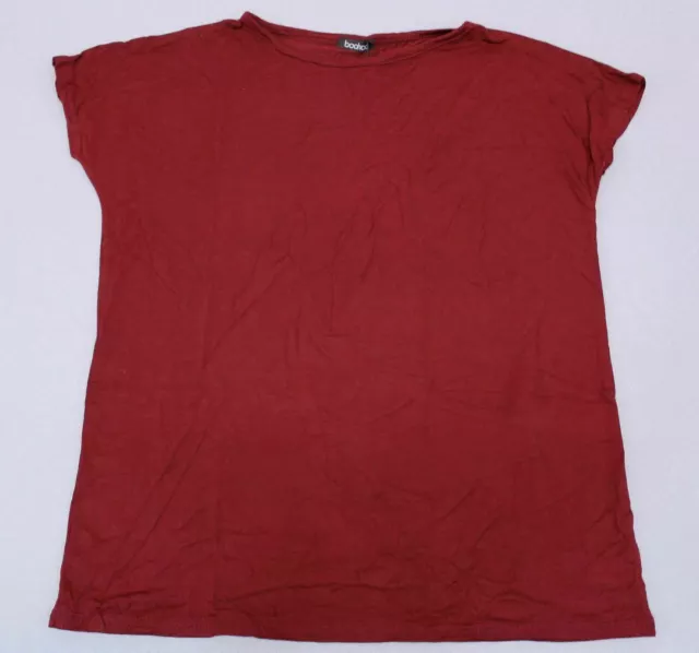Boohoo Women's Basic Cap Sleeve T-Shirt LP7 Wine Small NWT