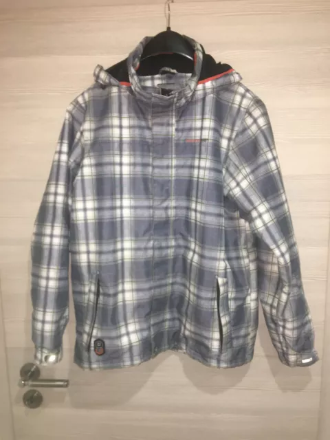 KILLTEC Winterjacke Skijacke Level 3 Jungen Gr. 176 Kapuze blau weiss kariert