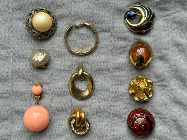 Precioso Vintage Francés de Diseño Solo Pendientes,Lote 10 - (3 Agatha,1 Orena )