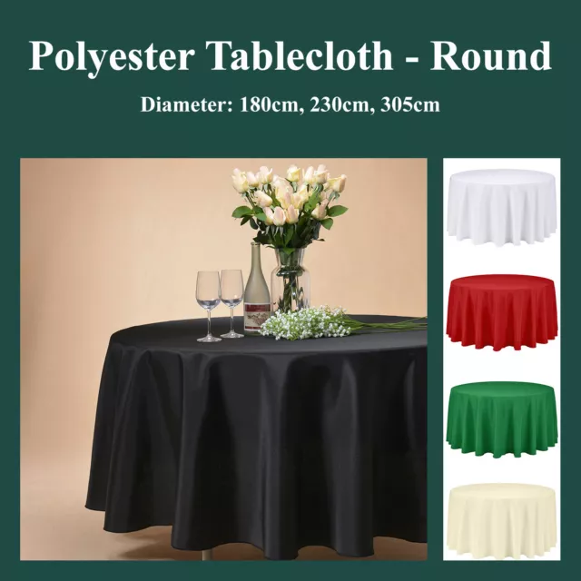 Round Polyester Tablecloth 200GSM Wedding Event Party Banquet Tableware Covers