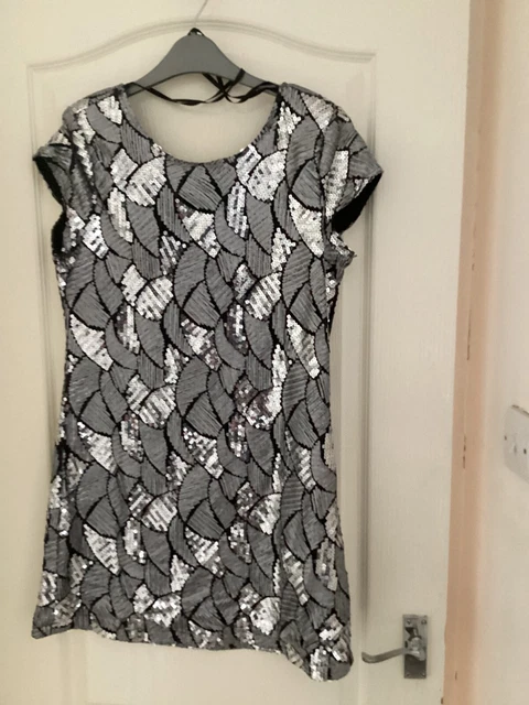 black and silver sequence dress size 12