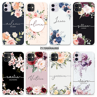 Personalised Flower Phone Case Name  Silicone Cover For For Iphone 11 12 13 Xr 7