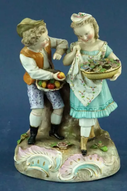 Ernst Bohne  Porcelain sculpture couple children fruit flowers Germany 1800 19th