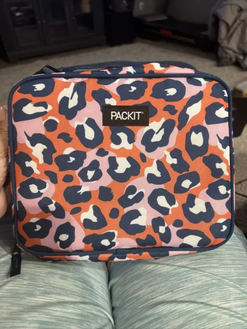 Packit Freezable Classic Lunch Box Wild Leopard Blue Pink Orange Bag Container