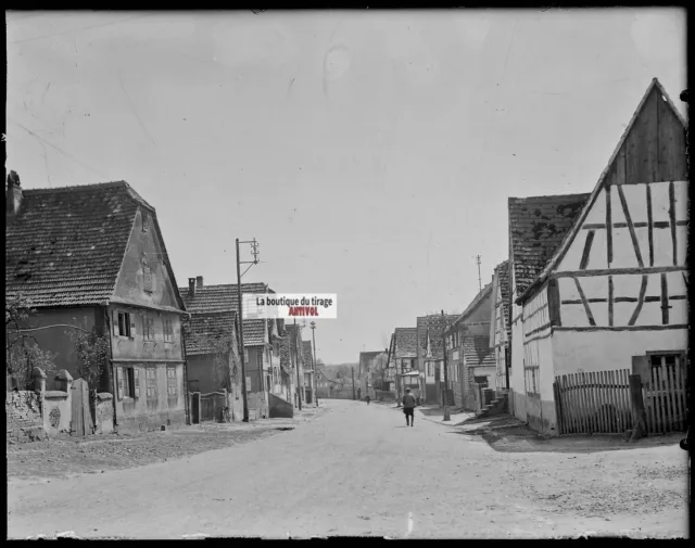 Antique photo glass plate negative black and white 13x18 cm village Durrenbach