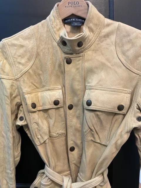 Ralph Lauren Collection Vintage Suede Safari Biker Belted Jacket M