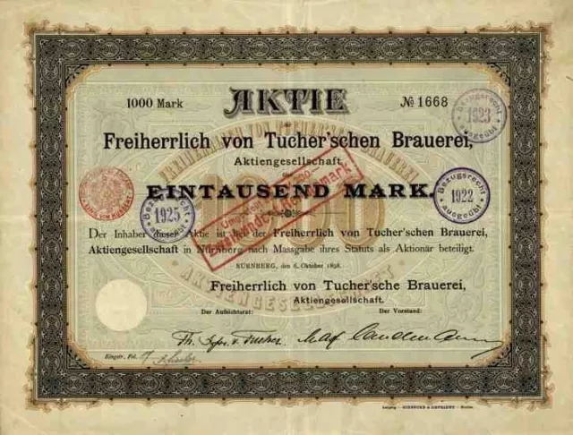 Freiherrlich von Tucher'sche Brauerei 1898 Nürnberg Leipzig Oetker Radeberg TOP