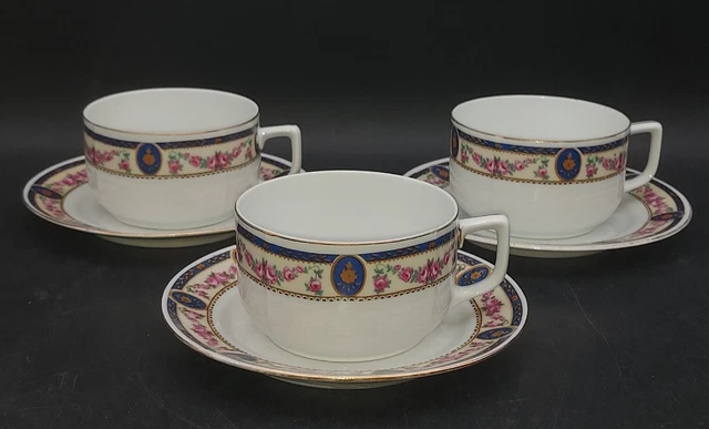 3 TASSES A DEJEUNER OU A CHOCOLAT ANCIENNES PORCELAINE ALLEMANDE D 10 cm XXème