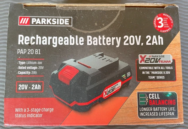 PARKSIDE RECHARGEABLE BATTERY 20V 2Ah Lithium-Ion Battery PAP 20 B1 New