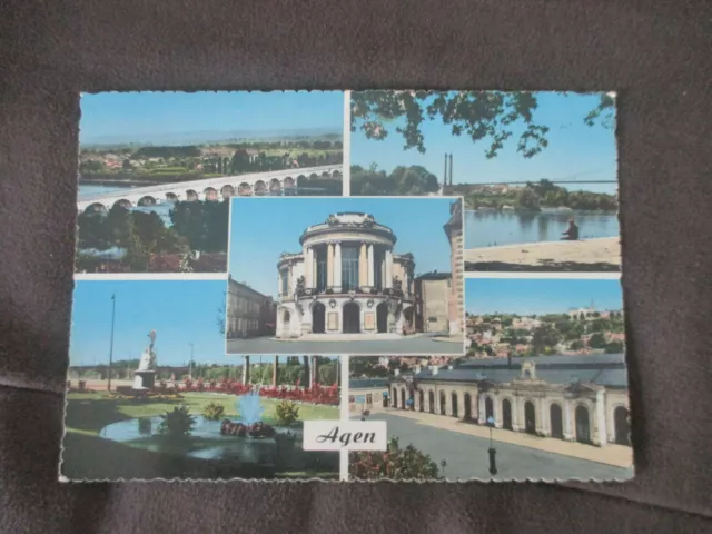 Carte Postale, Agen, Le pont Canal, la Garonne, Le théâtre, Promenade du gravier