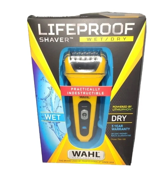 Afeitadora húmeda/seca WAHL a prueba de vida, modelo 7601-100, iones de litio, amarilla, negra
