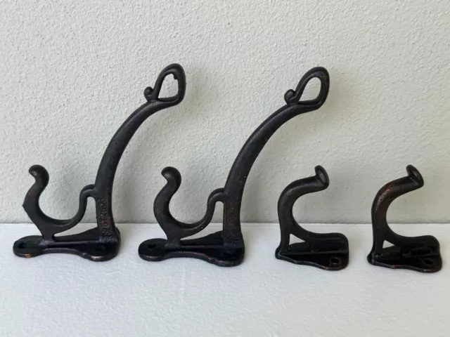 Vintage Antique Wall Mounted Cast Iron Coat Hooks ~ Hat Hangers ~ Art Nouveau