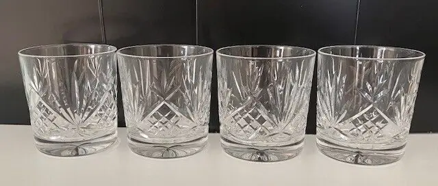 Cut Crystal Royal Scot Edinburgh 4 Small Whisky Glasses 3'' high FREE Delivery